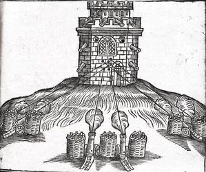 Illustration of siege warfare, from 